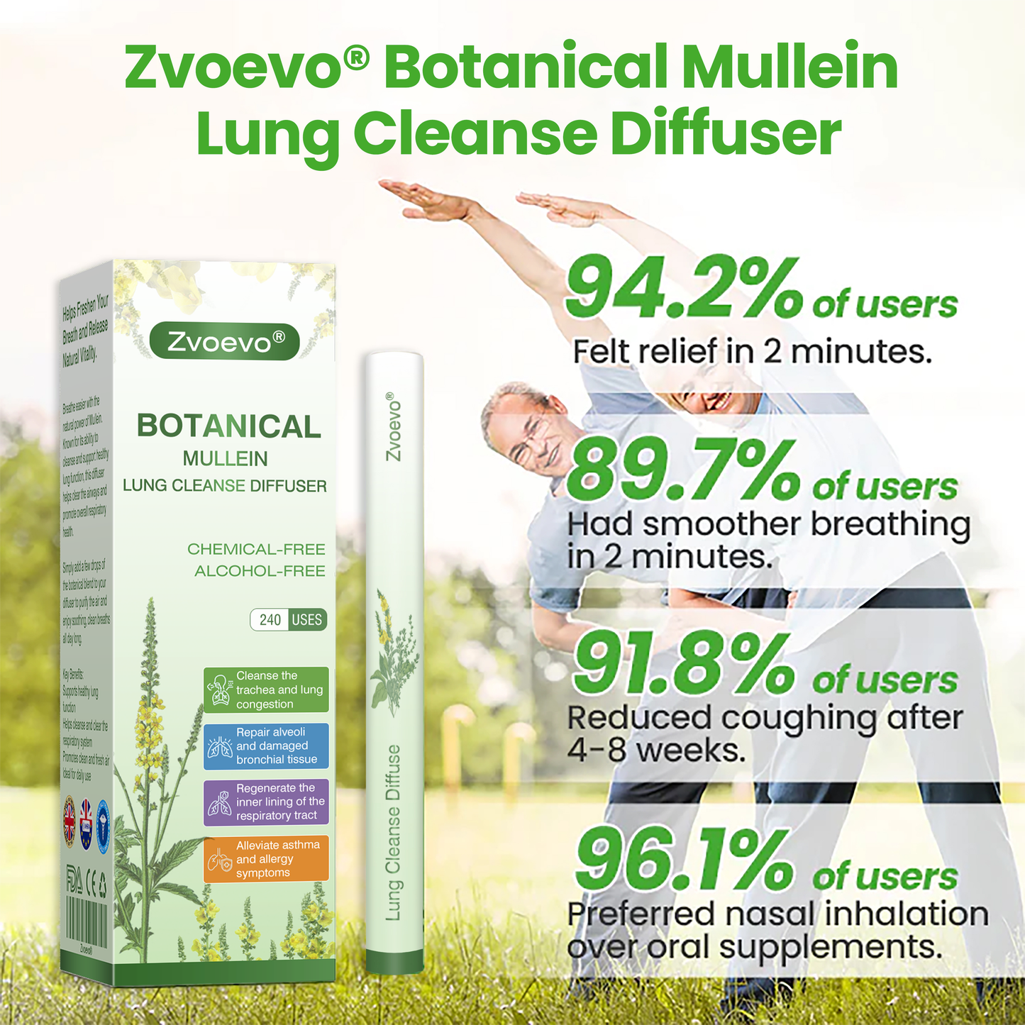 🌈✅UK Owned and Operated：Zvoevo® Botanical Mullein Lung Cleanse Diffuser (💝 Cough, wheezing, shortness of breath, sputum, stuffy nose, bronchitis, bronchitis, allergy symptoms, lung discomfort💝)