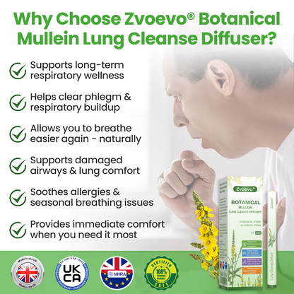 🌈✅UK Owned and Operated：Zvoevo® Botanical Mullein Lung Cleanse Diffuser (💝 Cough, wheezing, shortness of breath, sputum, stuffy nose, bronchitis, bronchitis, allergy symptoms, lung discomfort💝)