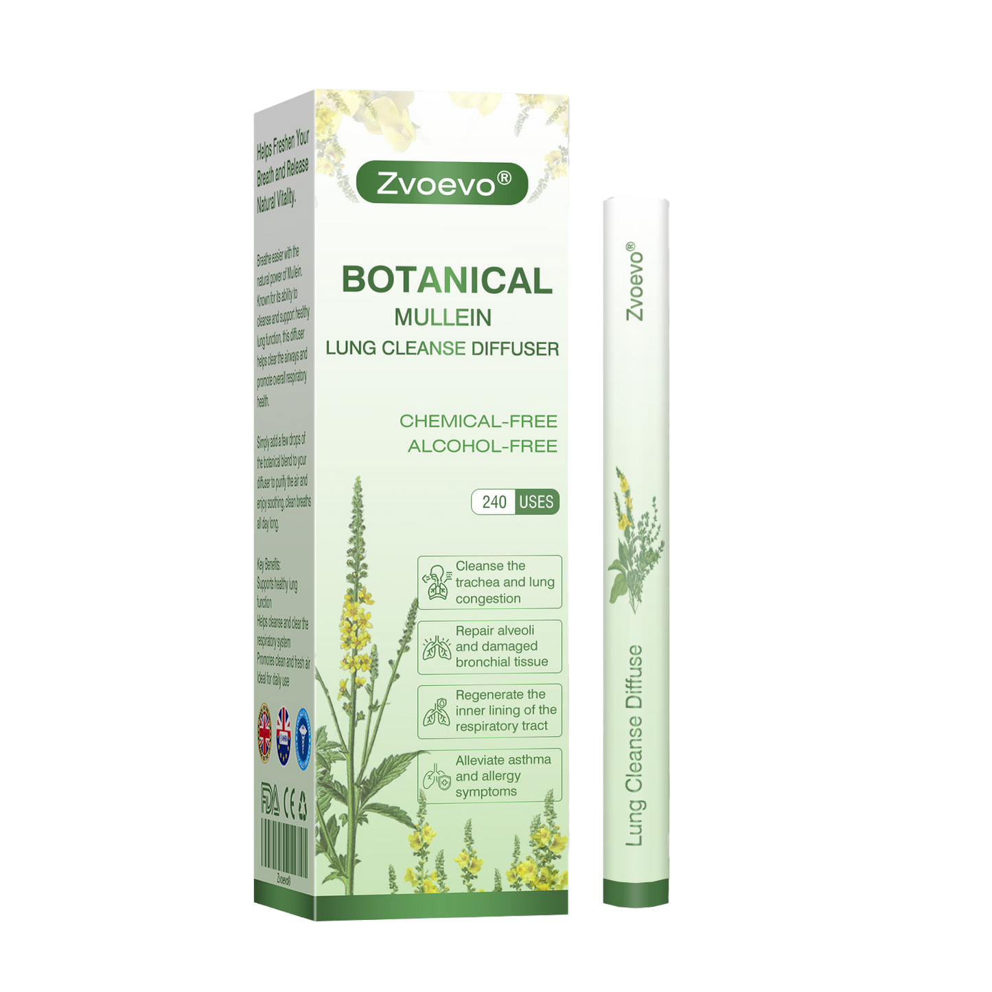 ✅UK Owned and Operated：Zvoevo® Botanical Mullein Lung Cleanse Diffuser